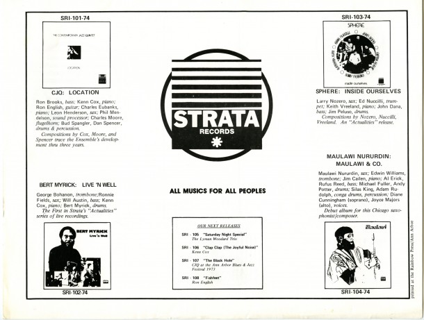 18-2 Gallery Flyers-Strata Records 1974 Catalog Page 1